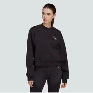 Adidas x Stella McCartney Oversized Black Crewneck Sweatshirt Luxe Athleisure XS
